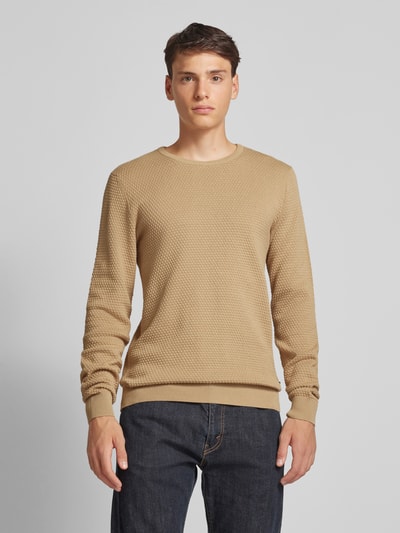 Blend Gebreide pullover met structuurmotief Beige - 4