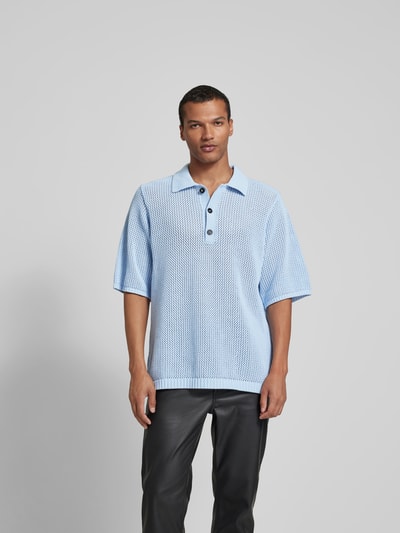 WON HUNDRED Poloshirt in Strick-Optik Hellblau 4