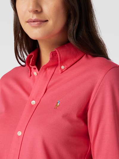 Polo Ralph Lauren Overhemdblouse met logostitching, model 'HEIDI' Felroze - 3