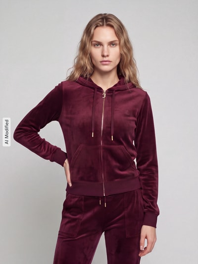Juicy Couture Sweatjacke mit Seitentaschen Modell 'ROBERTSON' Dunkelrot 4