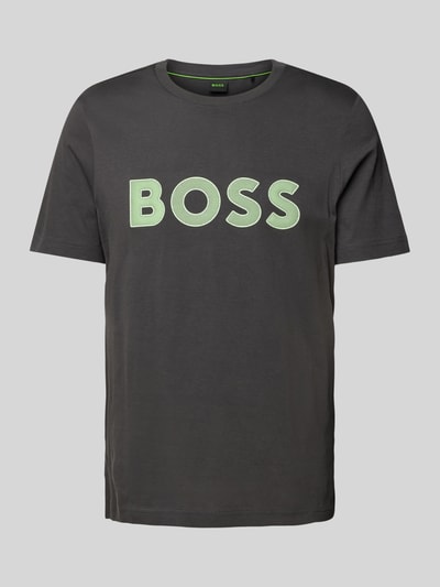 BOSS Green T-shirt met labelprint Antraciet - 2