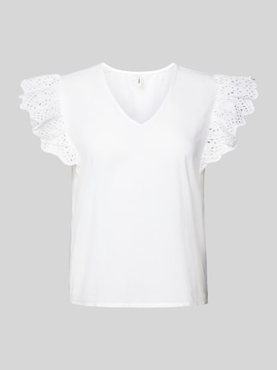 Only Blouseshirt met broderie anglaise, model 'LOU' Wit - 2