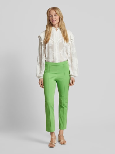 Raffaello Rossi Slim fit stoffen broek met vaste persplooien, model 'MACY' Groen - 1