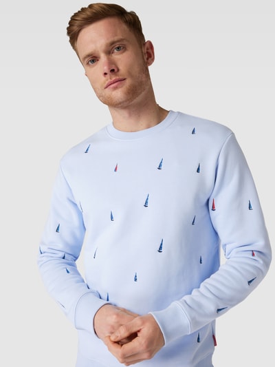 Scotch & Soda Sweatshirt mit Allover-Motiv-Stitching Hellblau 3