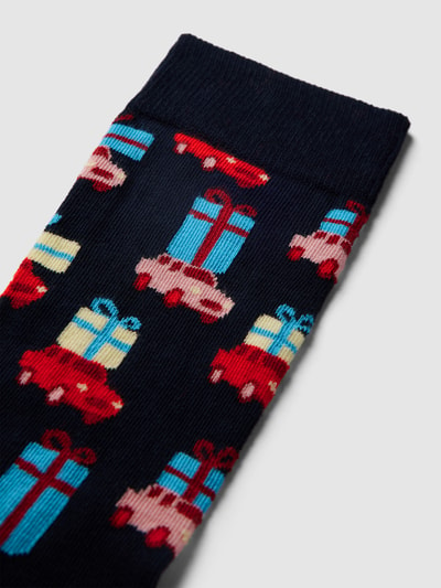 Happy Socks Sokken met all-over motief, model 'Holiday Shopping' Marineblauw - 2