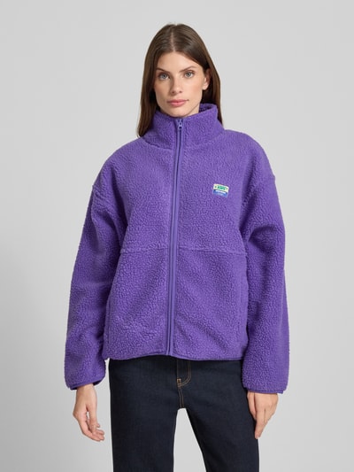 American Vintage Kurtka z polaru ze stójką i detalem z logo model ‘HOKTOWN’ Purpurowy 4