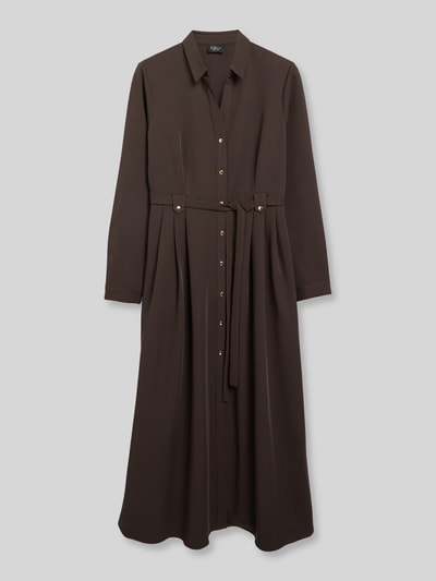 s.Oliver BLACK LABEL Midikleid mit Bindegürtel Dunkelbraun 2