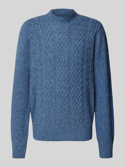 Fynch-Hatton Wollpullover mit Zopfmuster und Alpaka-Anteil Hellblau 2