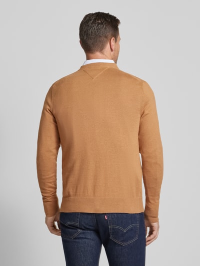 Tommy Hilfiger Strickpullover mit Logo-Stitching Modell 'PIMA' Camel 5