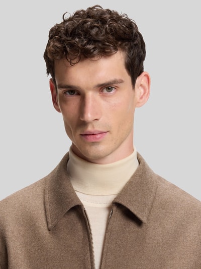 BOSS Slim Fit Bomberjacke mit Schurwoll-Anteil Modell 'P-Hanry-BMB-WG-264' Beige 3
