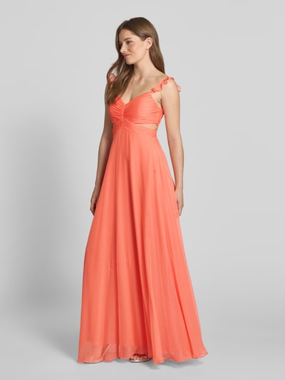 Jake*s Cocktail Abendkleid mit Rüschen und Cut Outs Orange 1