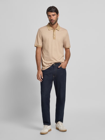 MAERZ Muenchen Slim fit poloshirt met structuurmotief Zand - 1