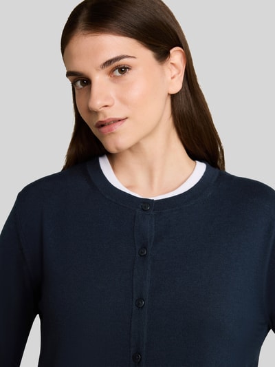 Tom Tailor Regular Fit Strickjacke aus Baumwoll-Mix mit Seiden-Anteil Marine 3