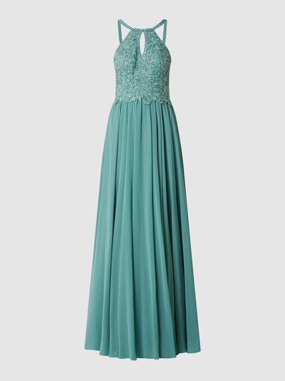 Luxuar Abendkleid aus Chiffon mit Ziersteinen Mint 2