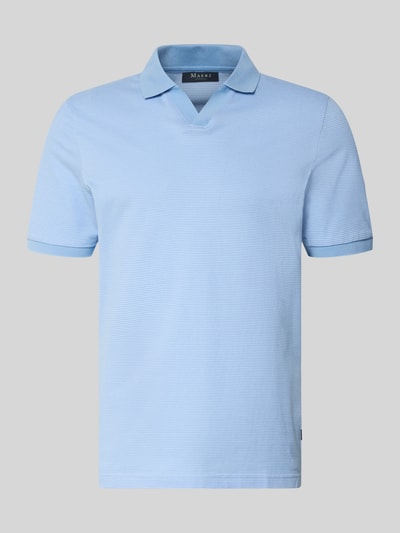 MAERZ Muenchen Regular Fit Poloshirt aus Baumwolle mit V-Ausschnitt Hellblau 2