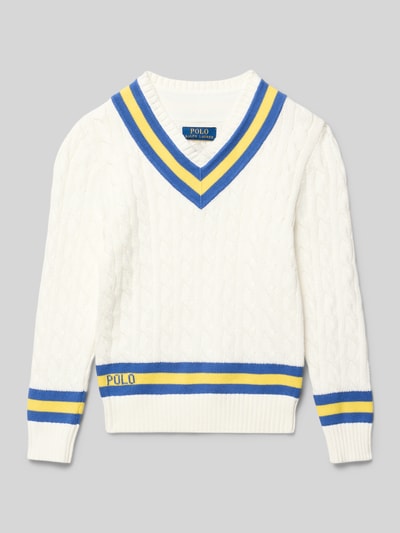 Polo Ralph Lauren Teens Regular Fit Strickpullover aus reine Baumwolle Offwhite 1