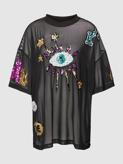 Karo Kauer Oversized T-Shirt mit Paillettenbesatz Black 2