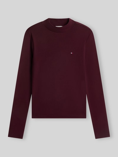 Tommy Hilfiger Slim Fit Langarmshirt aus reiner Baumwolle Dunkelrot 2