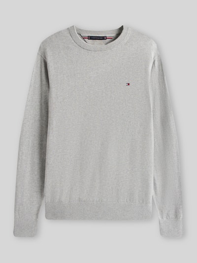 Tommy Hilfiger Sweter o kroju regular fit z mieszanki bawełny i kaszmiru Jasnoszary melanż 2