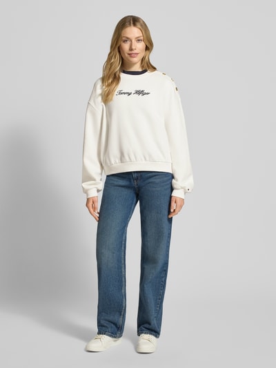 Tommy Hilfiger Relaxed fit sweatshirt van katoenmix Ecru - 1