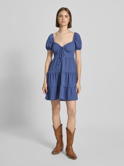 Review Mini-jurk in laagjeslook Rookblauw - 1