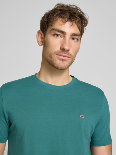 Christian Berg Men T-shirt met labelstitching Metallic groen - 3
