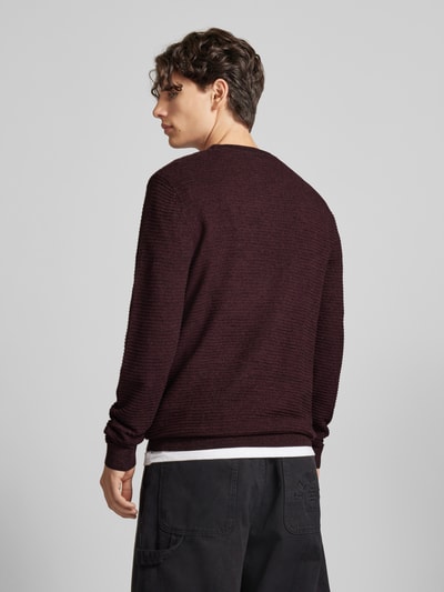 Jack & Jones Gebreide pullover met ronde hals, model 'OTTO' Bordeaux - 5