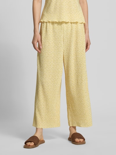 PIECES Regular Fit Culotte mit Allover-Muster Modell 'FLORA' Hellgelb 4