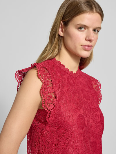 PIECES Shaped fit blousetop met kant model 'OLLINE' Lichtrood - 3