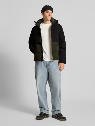 Jack & Jones Gewatteerd jack met ritszakken, model 'OWEN' Olijfgroen - 1