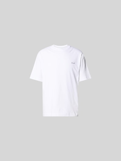 Produktfoto, weißes Regular Fit T-Shirt aus reiner Baumwolle von Closed mit Label-Print, Rundhalsausschnitt, kurzärmeliges Design.