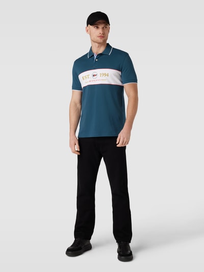 Christian Berg Men Slim fit poloshirt met stitchingmotief Petrol - 1