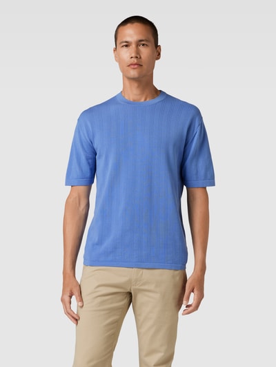 Drykorn T-shirt met structuurmotief, model 'DERICO' Metallic blauw - 4