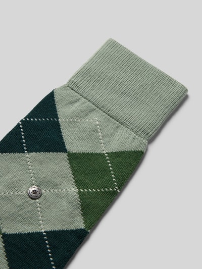 Burlington Sokken van scheerwolmix met labeldetail Groen - 2