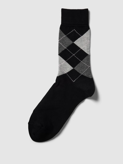 Burlington Socken mit Zickzack-Muster Modell 'Queen' Black 1