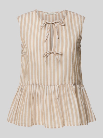 Scotch & Soda Regular Fit Blusentop mit Schlüsselloch-Ausschnitt Sand 2