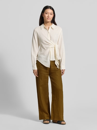 MANGO Leinenhose mit elastischem Bund Modell 'LINO' Mittelbraun 1