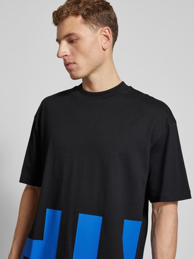 Hugo Blue T-Shirt mit Label-Print Modell 'Nannavaro' Black 3