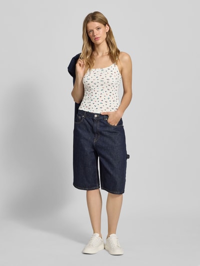 Tommy Jeans Slim Fit Trägertop aus Baumwoll-Mix Offwhite 1