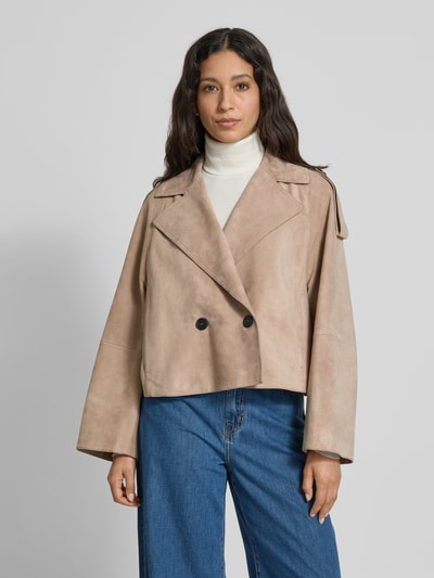 Weekend Max Mara Regular fit leren jack van echt lamsleer, model 'MAGA' Lichtbruin - 4