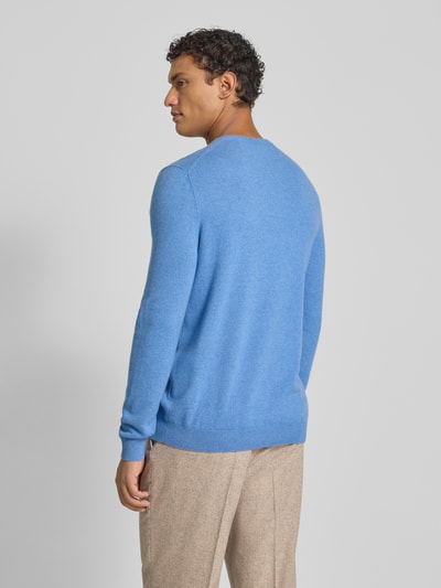 Christian Berg Men Sweter z kaszmiru z dekoltem w serek Jasnoniebieski melanż 5