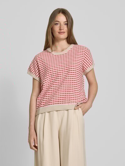 FREE/QUENT Bluzka z dzianiny z okrągłym dekoltem model ‘DODO’ Jasnoczerwony 4