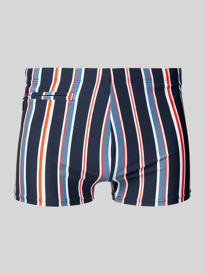 Schiesser Slim fit zwembroek met ritszak, model 'Ocean' Marineblauw - 1