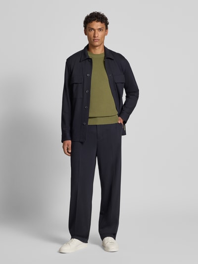 Marc O'Polo Regular Fit Strickpullover aus reiner Baumwolle - Marc O'Polo × DFB Travel Collection Oliv 1