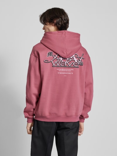 Multiply Apparel Oversized Sweatjacke mit Label-Print Pink 5