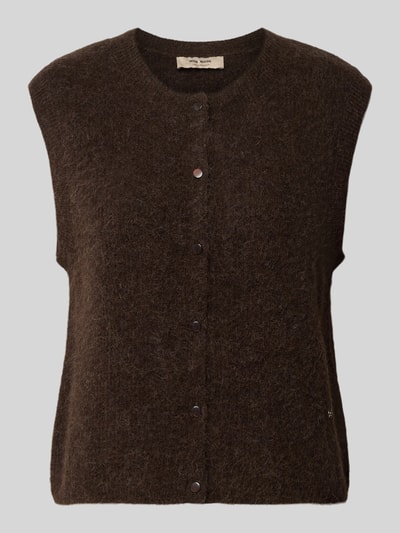 Produktfoto, Regular Fit Cardigan aus elastischem Alpaka-Mix mit Knopfleiste von MOS MOSH, mieszanka wełny z alpaki i elastanu, krój regular fit, listwa guzikowa, krój bez rękawów, Długość tyłu w rozmiarze S: 46 cm