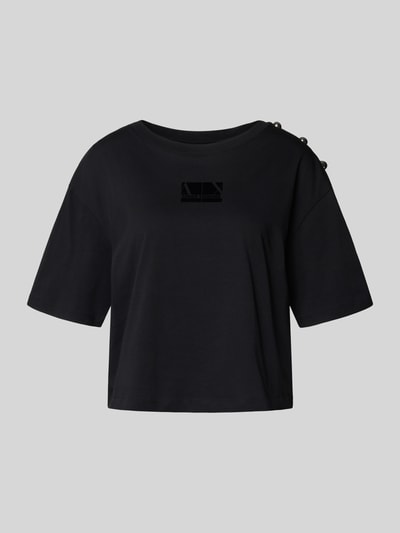 ARMANI EXCHANGE T-Shirt mit Label-Print und Zierknöpfen Black 2