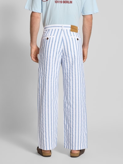 PROHIBITED Wide Leg Stoffhose mit Leinen-Anteil Blau 5