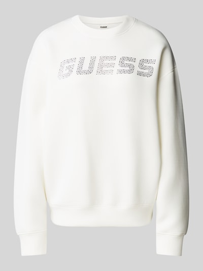 Guess Activewear Bluza z obszyciem kamieniami stras model ‘CECILIA’ Złamany biały 1