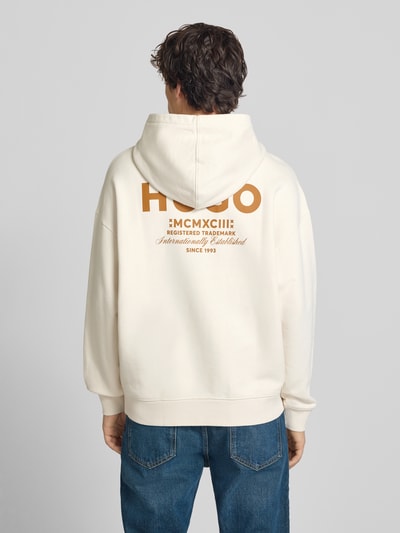 HUGO Blue Loose Fit Hoodie aus reiner Baumwolle Modell 'Nazardo' Offwhite 5